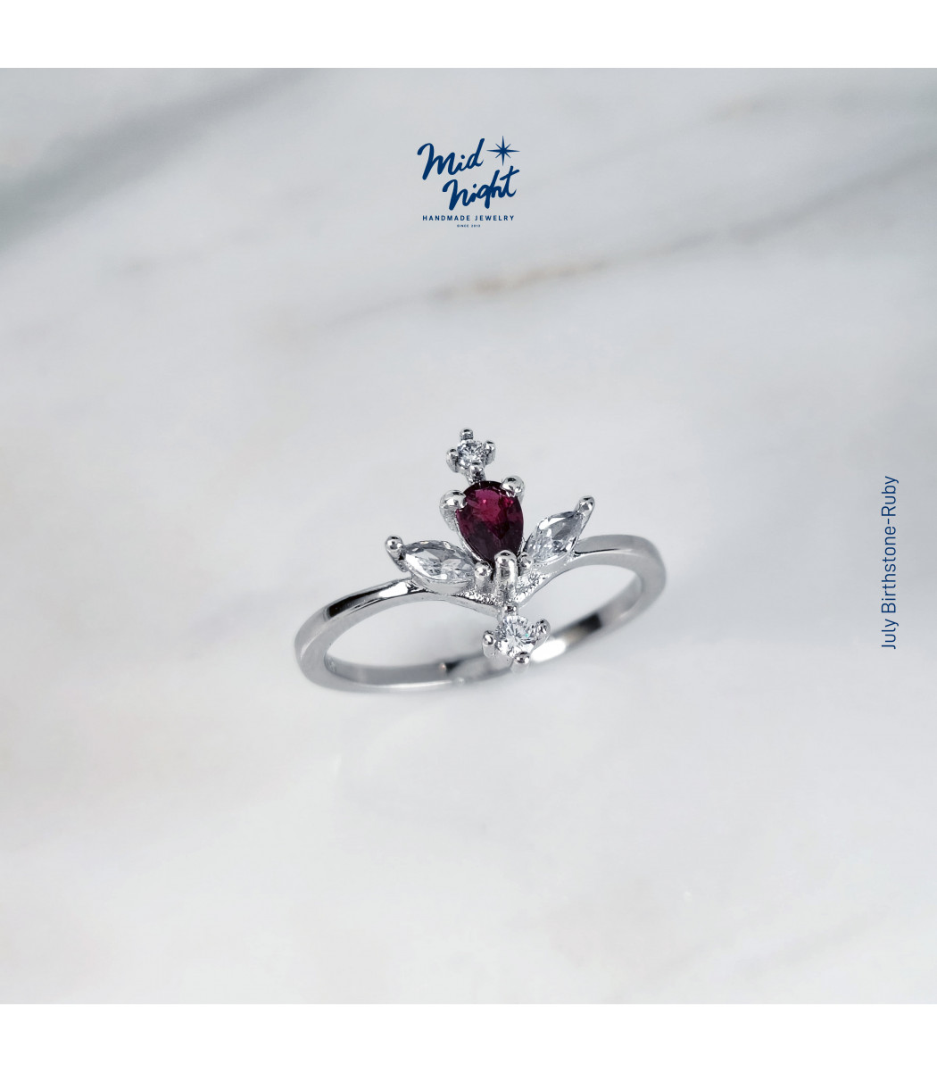 July Birthstone-Ruby Antique Droplet Ring